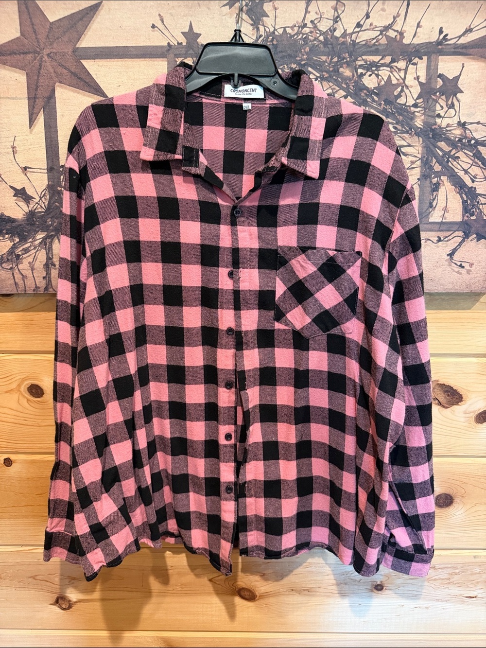 Pink and Black Buffalo Plaid Button-Up Shirt